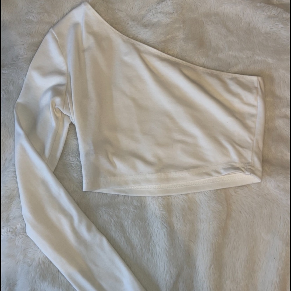white asymmetrical crop top